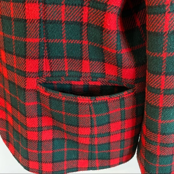 Vintage Red Tartan Zipper Closure Blazer Jacket - Picture 12 of 14